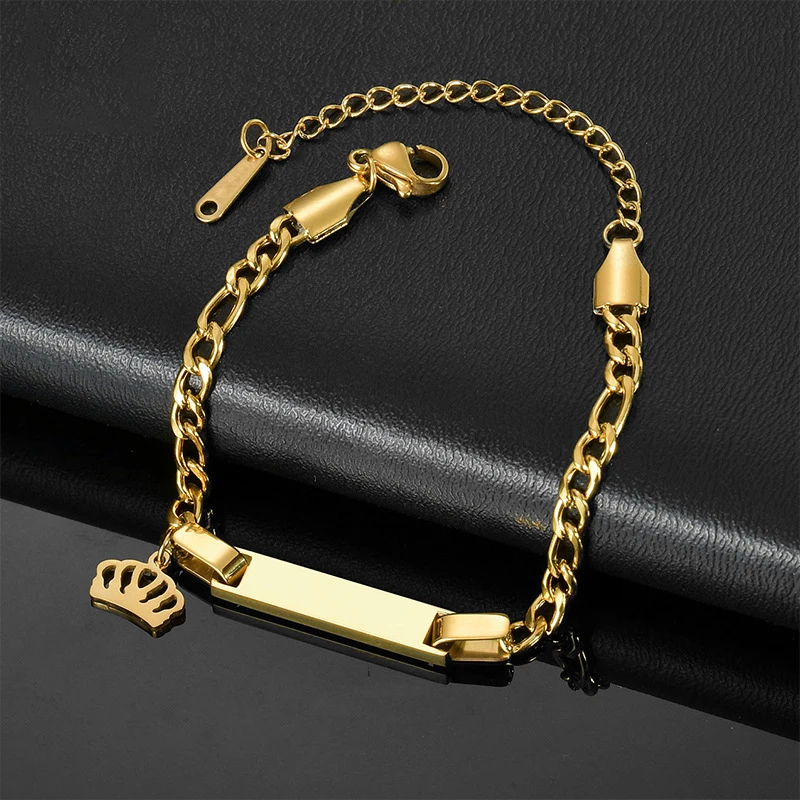 Gold Plated Personalized Baby Bracelet Customized Name Jewelry Nameplate Engraved Bangle Children\'s Jewelry for Boy Girls Gift