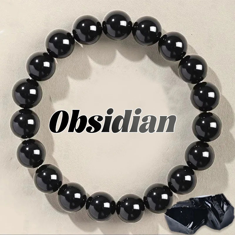 6/8/10/12/14mm Black Obsidian Stone Bracelets Fat Relief Promote Blood Circulation Anti Anxiety Weight Loss Bracelet Jewelrys