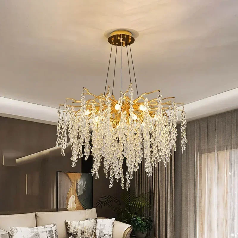 

Branch-shaped crystal chandelier living room interior light luxury modern luxury ceiling branch-shaped LED chandelier