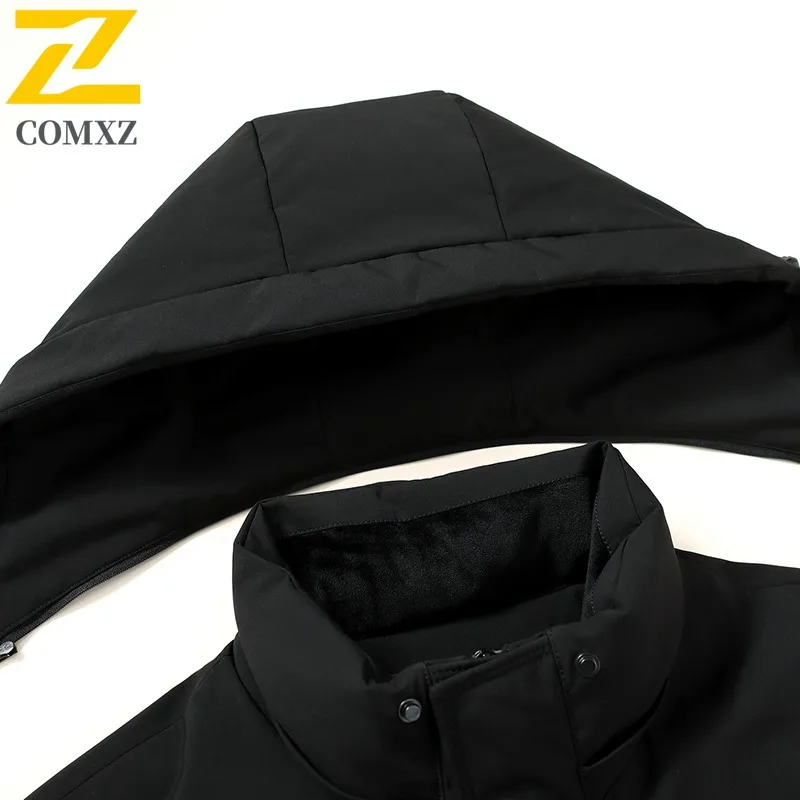 COMXZ New Men Hooded Cotton Coat Winter Thickened Thermal Padded Big Size Puffer Outerwear Waterproof Windproof outdoor Jacket