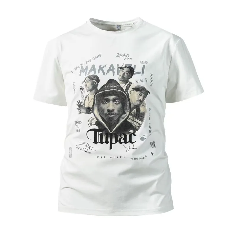 

Mens Digital Print Retro Washed Short Sleeve T-Shirt American Street Style Hip Hop Unisex Crew Neck Breathable Summer Top Man