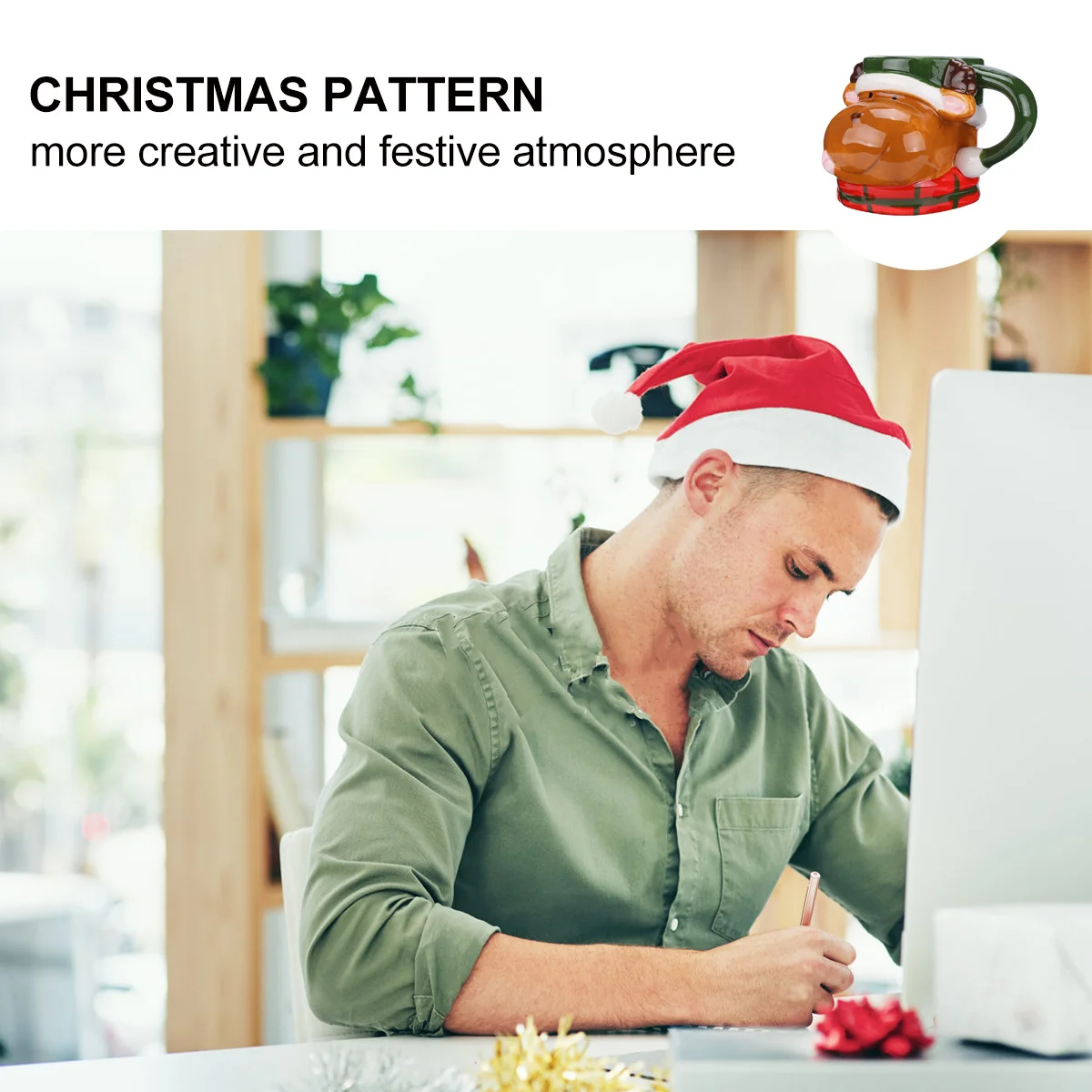 

1 шт., керамическая чашка с рождественским оленем, кружка для молока, креативный дизайн, чашка для питья кофе, подарок для дома и офиса, керамическая кружка для молока