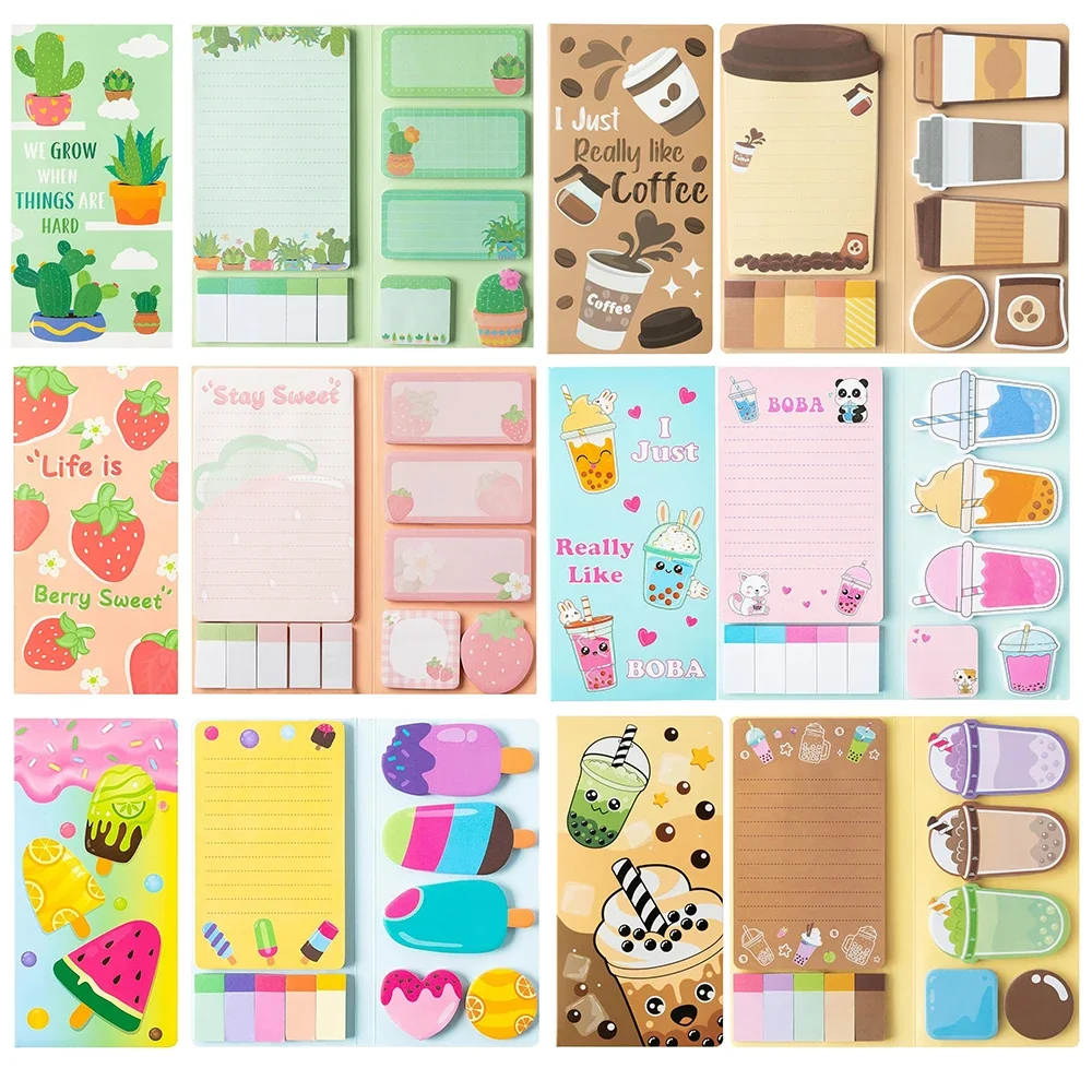 

550 Sheets Cute Animals Sticky Notes Set Notepad Memo Classification Sticker Office School Supplies Stationery