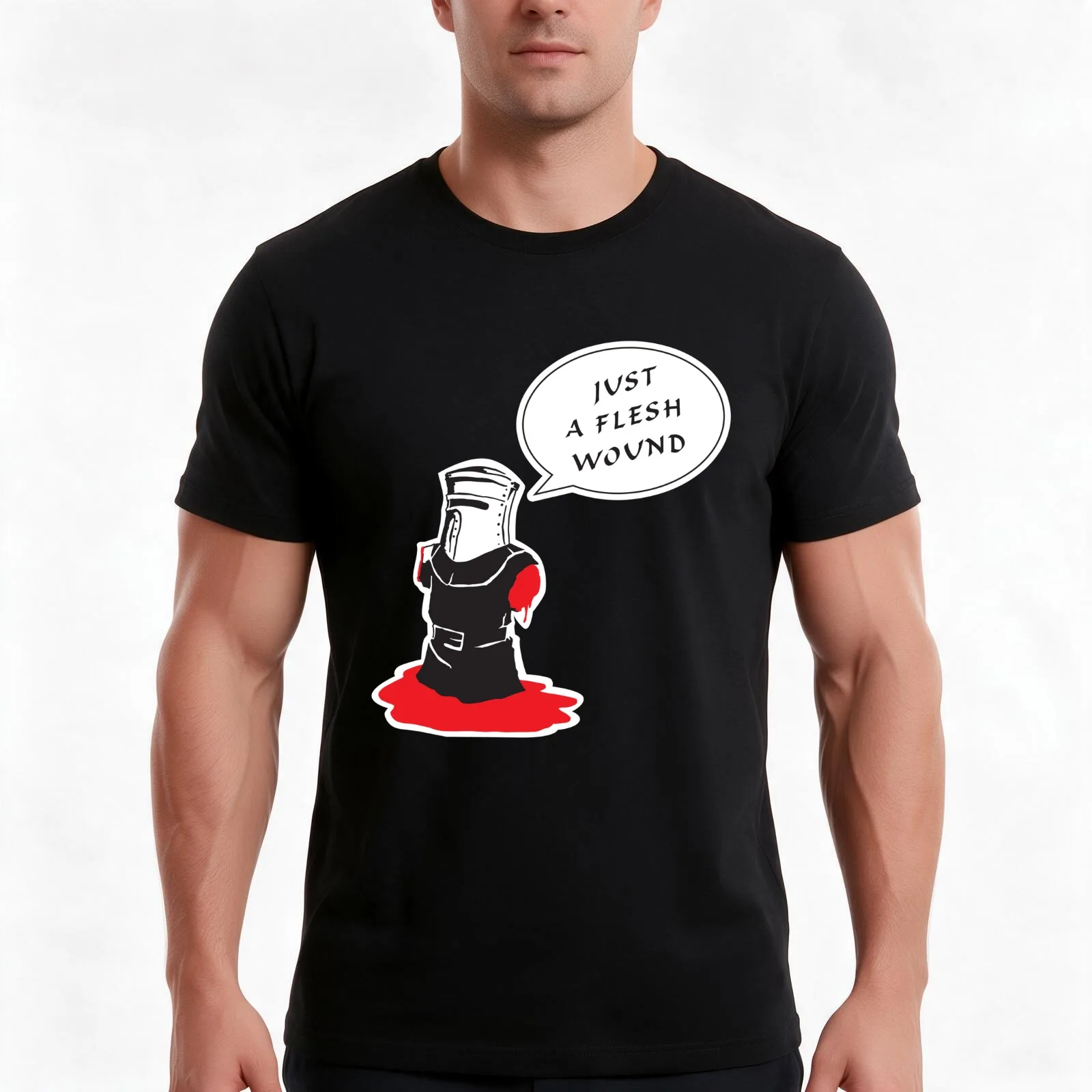 Just a flesh wound T-Shirt, Summer Casual Cotton Tee, Oversized Streetwear Tops, Vintage Graphic Print, Loose Fit Short Sleeve