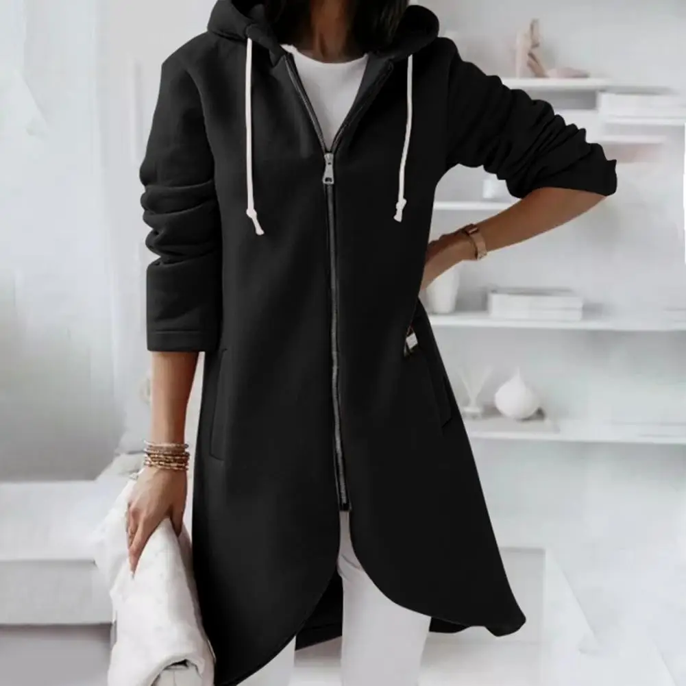 

Sweatshirt 4 Colors Comfortable Zipper Design Women Coat Hoodie Attractive Cotton Blend Hooded Sweatshirt for Work