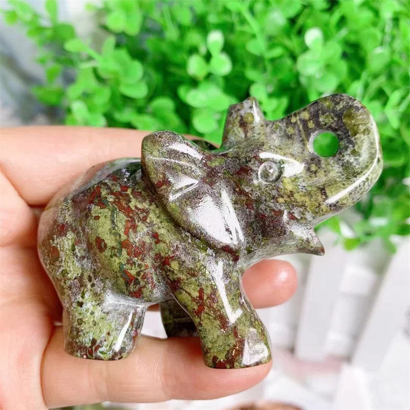 7.5cm Natural Dragon Blood Stone Crystal Elephant Carving Reiki Healing Stone Home Ornaments Decoration Holiday Gift 1pcs