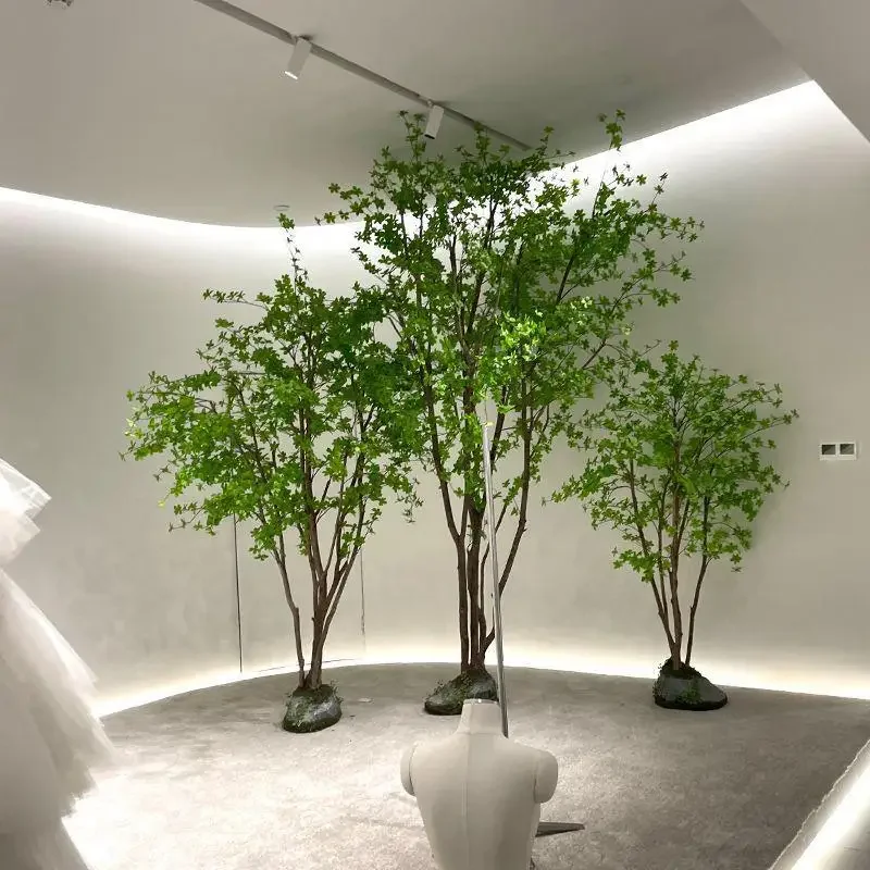 Simulazione di albero finto appeso campana albero paesaggio piante verdi design interno finestra cavallo legno ubriaco