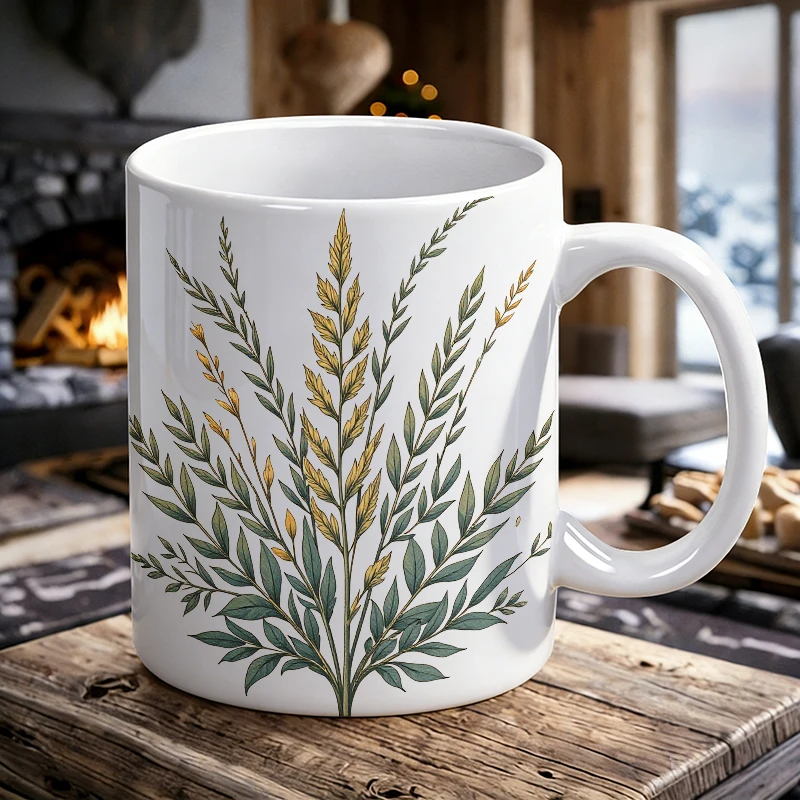 

Cup & Mug Set, Minimalist Green Leaf Ceramic Mug, Coffee Cup, Milk Cup,Office Tea Cup,Drinking Cup,Gift for Friends,Fade-Restant