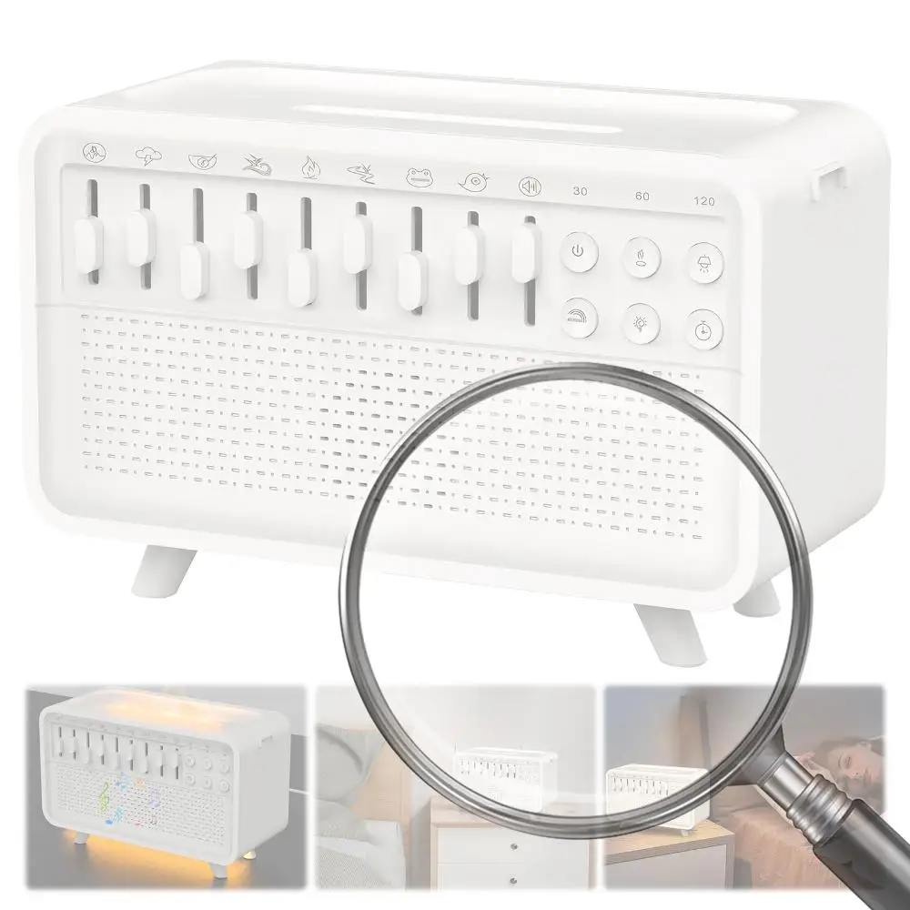 

LED White Noise Speaker with 8 Nature Sounds Portable BT Speaker Rechargeable Aroma Diffuser Night Light for Home Creative Gift