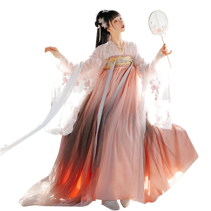 ชุดเดรสแบบจีน Song Dynasty Hanfu หน้าอก-ความยาวกระโปรงกว้าง Fairy แขนยาว Hanfu คอสเพลย์ฤดูร้อน2022 Victorian เสื้อผ้า