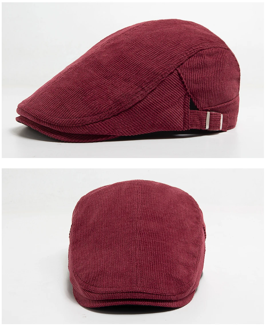Männer Mode Cord Baskenmütze Frühling Herbst Dicke Warme frauen Flachen Hut Vintage Casual Zeitungsjunge Mütze Unisex Mode Vorne Hinten tragen – Detail 10