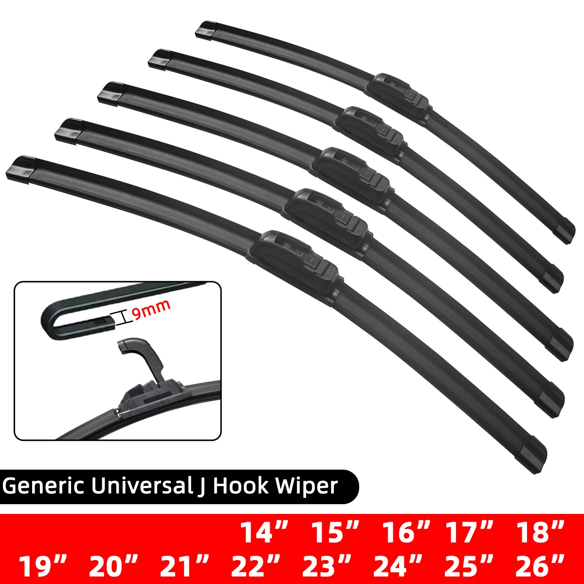 1PC Auto Scheibenwischerblätter Haken Universal Weiche Gummi Rahmenlose Klammerlose Auto Scheibenwischer 14 "16" 18 "19" 20 "21" 22 "24" 26"