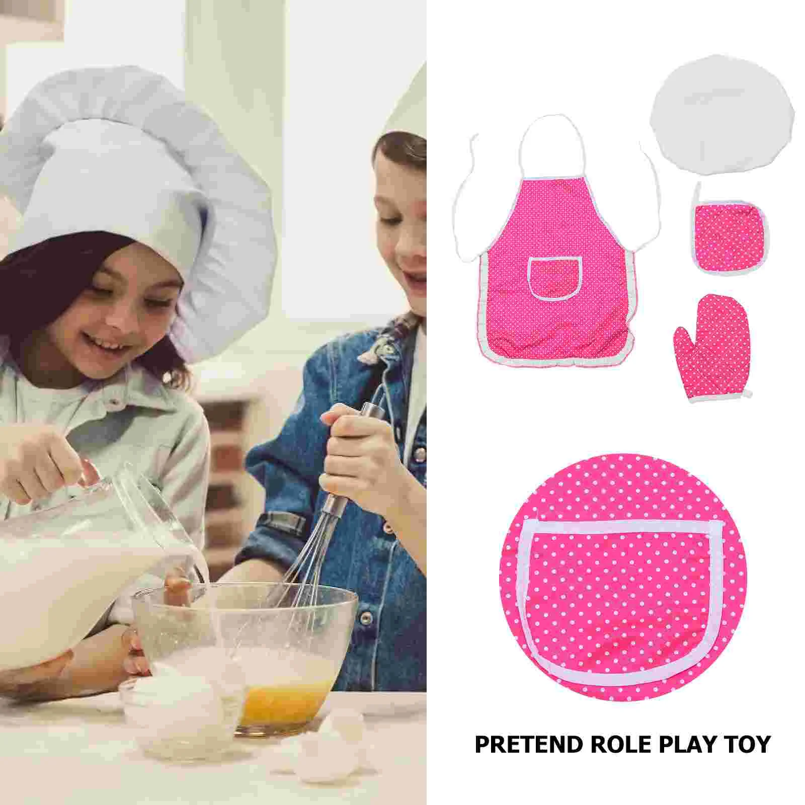 Apron Suit Pretend Play Kitchen Toy Girl Cookware Baking Tools Toys Set Role Playing House Cloth Cooking Toddler Girls