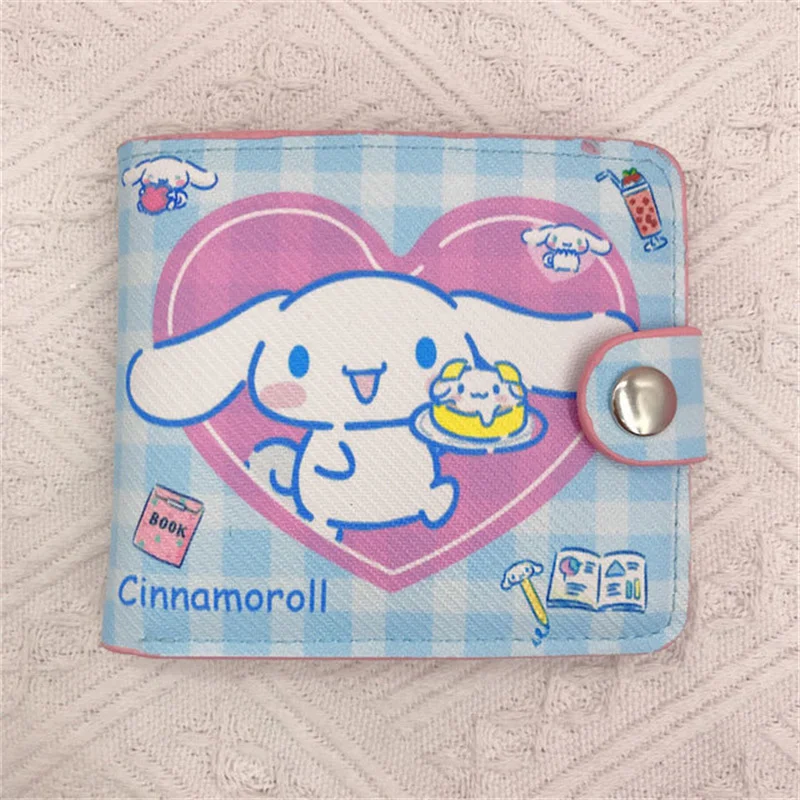 Kuromi Cinnamoroll Printing Purse for Girls, Folded Leather Wallet, ID Card Holders, Money Change Pouch