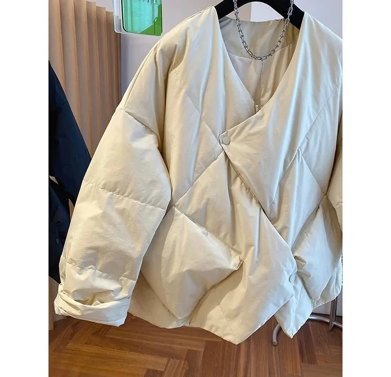 Damen Daunen-Baumwolljacke, locker, lässig, fortschrittlich, Damen-Winterparka, Design Sense, bequeme Damen-Oberbekleidung