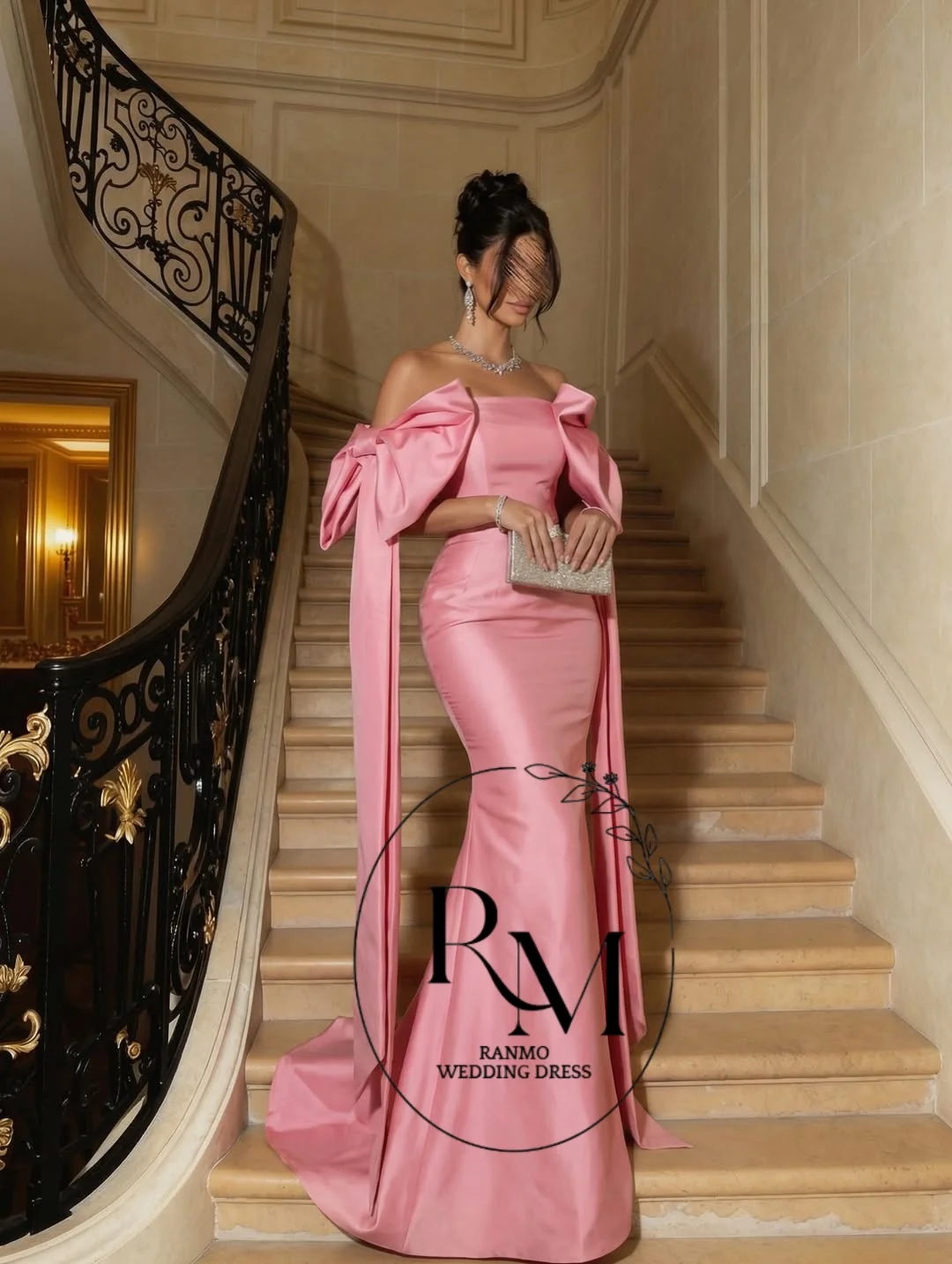 Ranmo Luxuriöses Abendkleid, Ballkleid, glänzender Satin, maßgeschneiderter Meerjungfrauen-Fischschwanzrock, eleganter Stil, formelle Hochzeits- und Partykleider