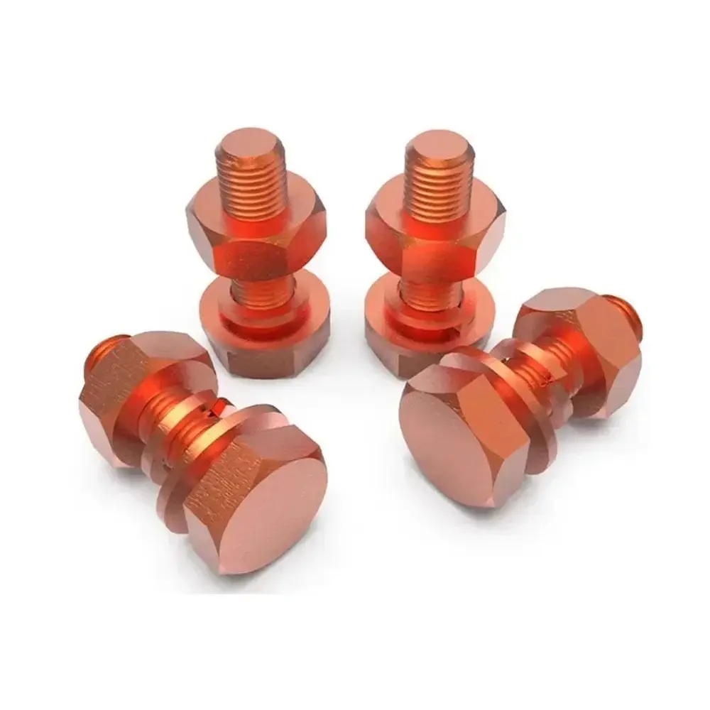 2-5Sets M3-M16 Red Copper Hex Bolt Set T2 Red Copper Flat Washer External Hexagonal Bolt Spring Washer 6-130mm