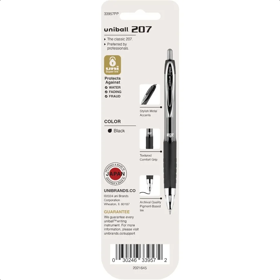 Black Retractable Gel 2 Pack with Medium Points 207 Signo Click Pens are Fraud Proof and the Best Office Nursing Busin School a - Image 2