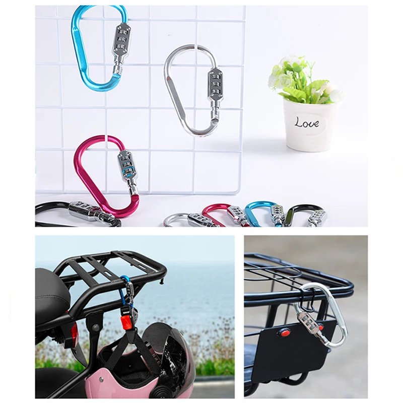 Zinc Alloy D-type Buckle Backpack Combination Lock Padlock Buckle Basket Helmet Lock Gourd Buckle Waterproof Anti-theft Hook