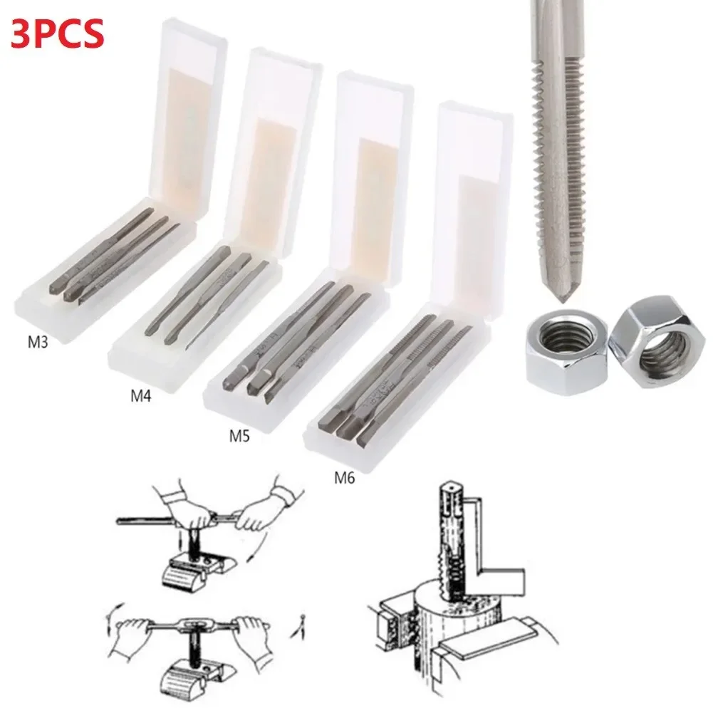 Hss Machine Hand Screw Thread Metric Taps Set for M3 M5 M6 Bearing Steel Handle Suitable for Furniture Assembly