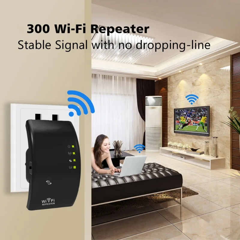 300Mbps 2.4G Wifi Range Repeater Wi-Fi Amplifier Home Network Extender Wi-Fi AP Mode Extendor Long Internet WR01