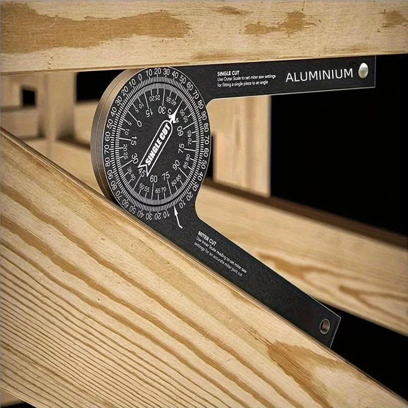 Aluminum Miter Saw Protractor Angle Finder Featuring Precision Laser Engraved Scales for All Building Trades Plumbers Carpenters