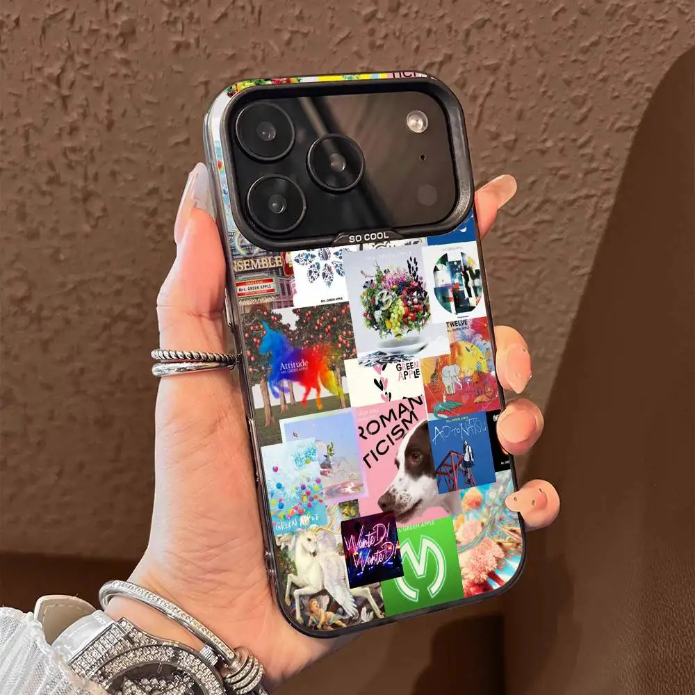 حافظة هاتف MGA M-Mrs GREEN APPLE Lilac لهاتف iPhone 17,16,15,14,13,12,11,Pro,Max,Plus,E,Air, Mini Black Tpu