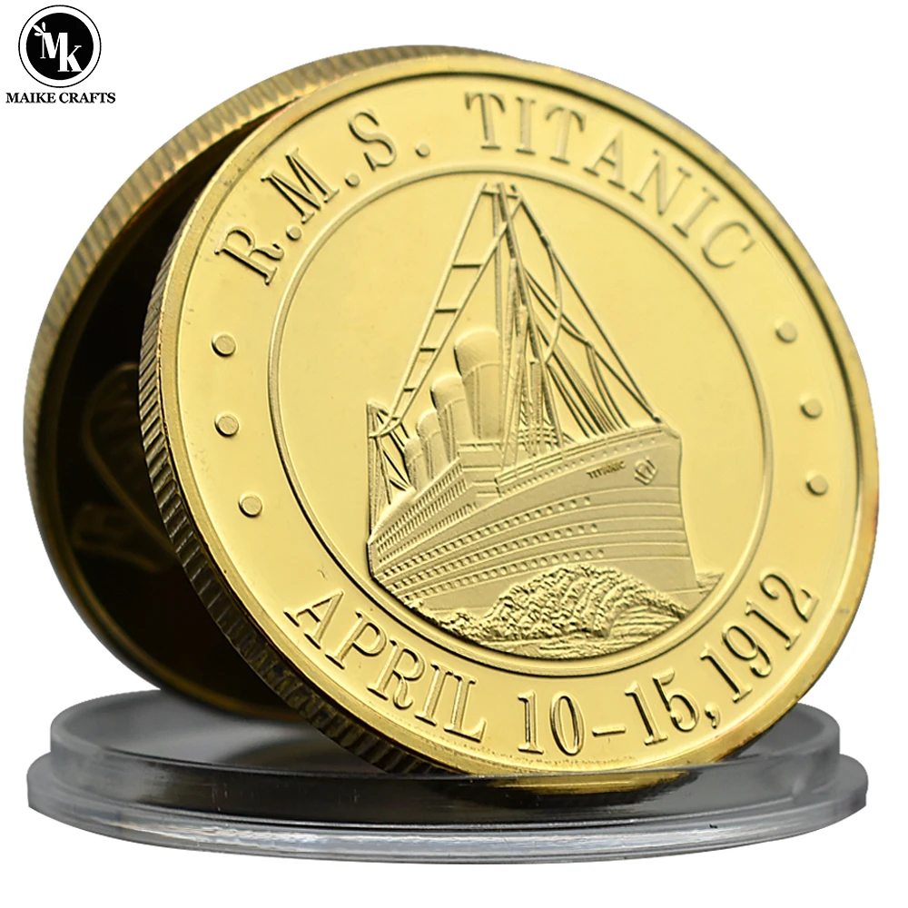 Titanic Challenge Coin Gold Plated Metal RMS Crafts Commemorative Medallion Collectible Gift