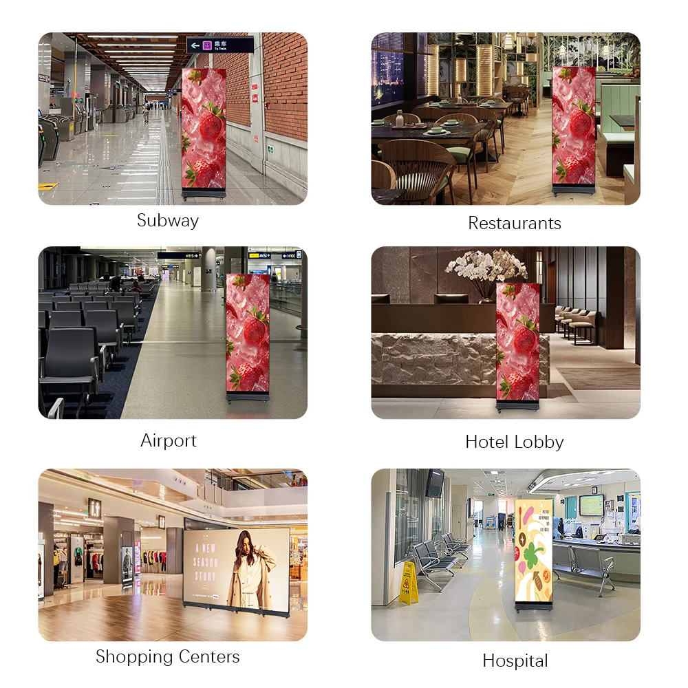 P2.5 Portable Floor Standing Outdoor Indoor Smart Ad Wall  Movable  Intelligent  Foldable  Advertising Screen Led Poster Display