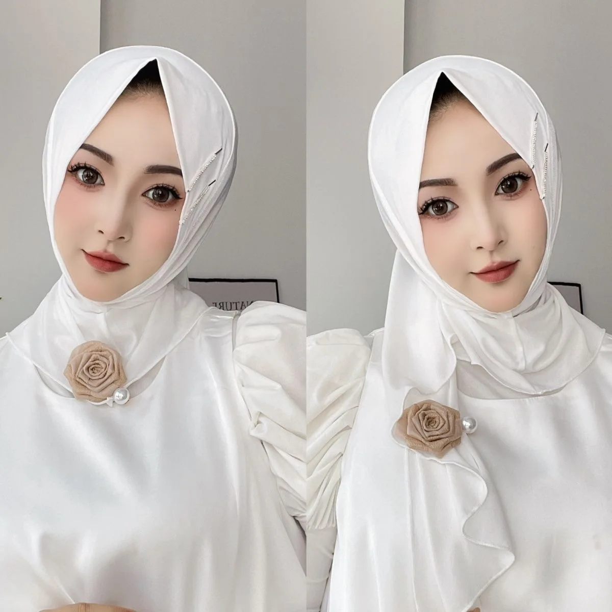 Rose Buckle Musulman Girls Shayla Wraps Hijab Moslem Shawls