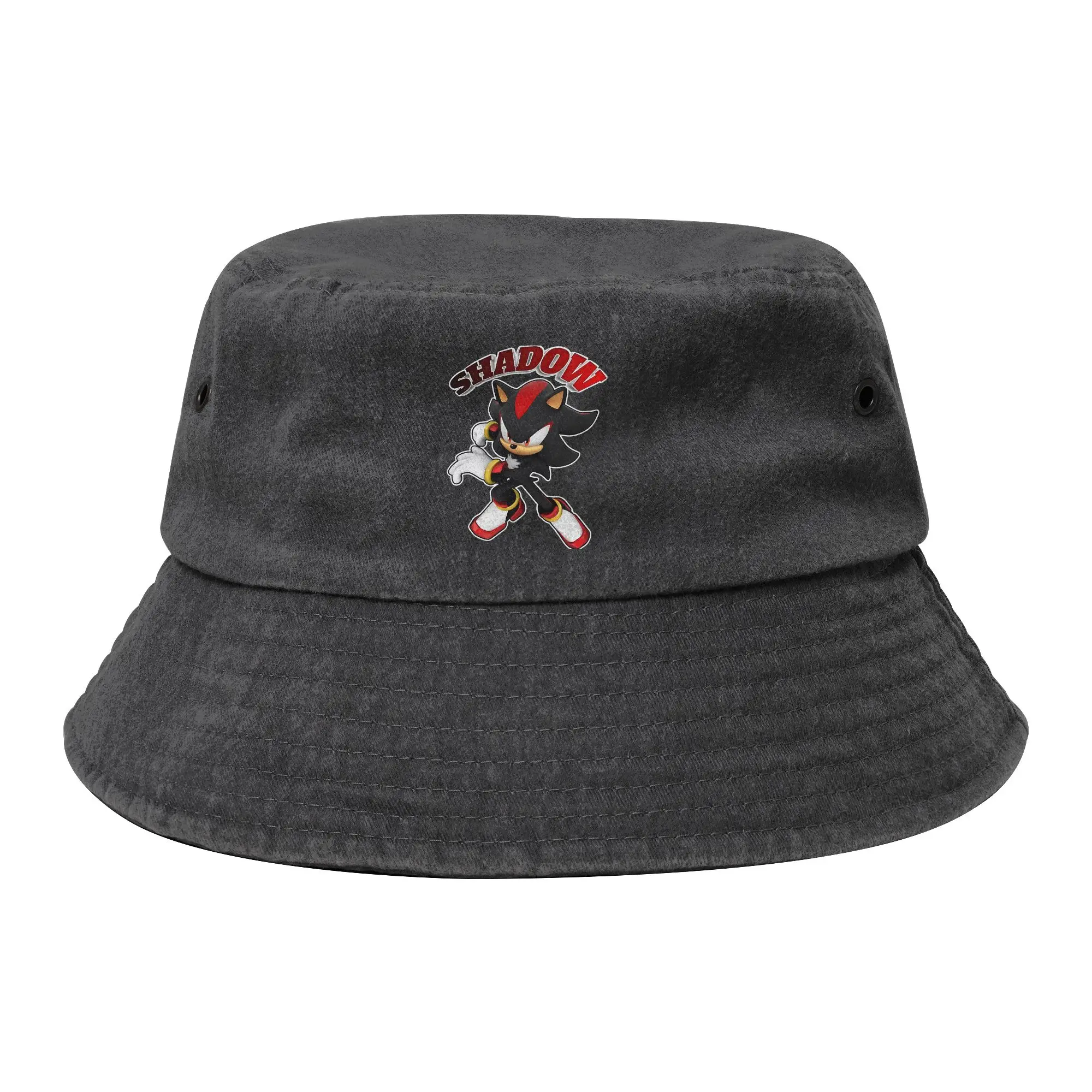Hedgehog Shadow Game Cartoon Bucket Hats for Women Men Distressed Denim Floppy Hat UV Protection for Fishing Fisherman Hats