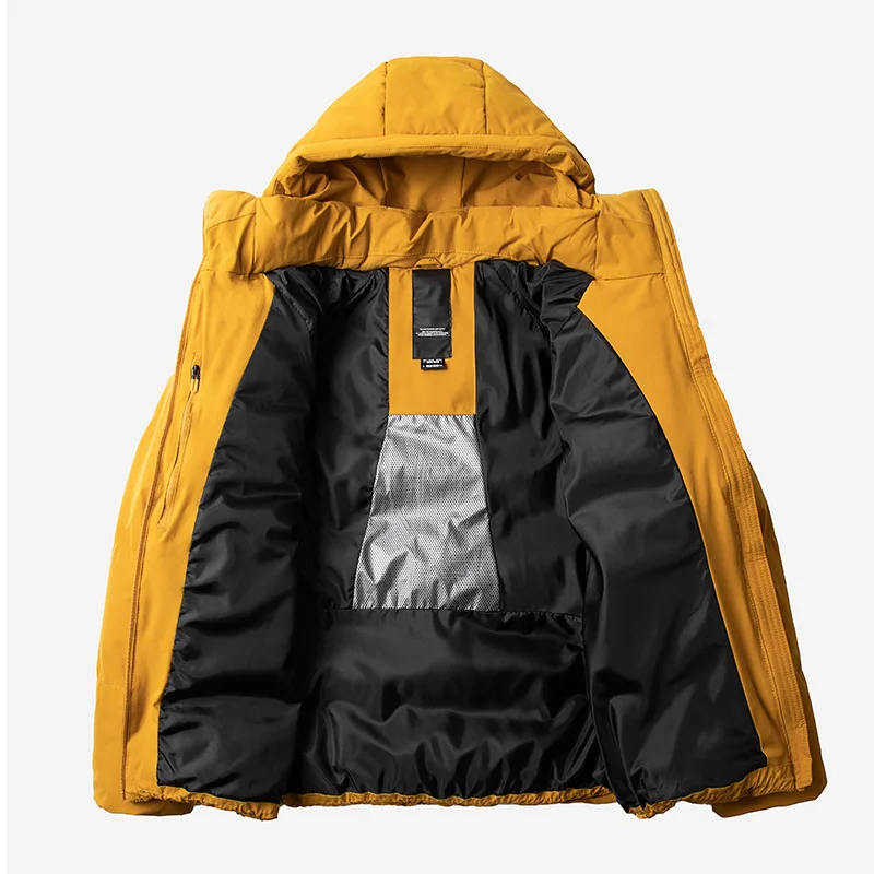 الرجال الشتاء مقنعين الدافئة سترات البخاخ رجالي جواكت شتوية معاطف يندبروف سميكة الدافئة القطن وسادة مبطنة سترة معطف رجالي الموضة #2