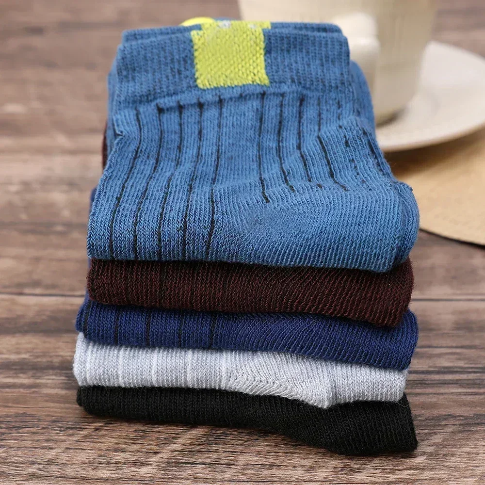 1-5pairs Bamboo Fiber Autumn Winter Men Socks Breathable Cotton Sports Sock Deodorant Business Plus Size 38-47