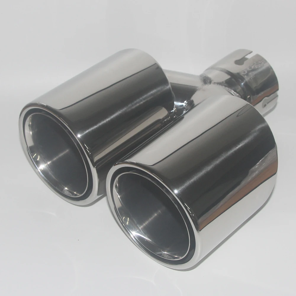 

Выхлопная труба из полированной нержавеющей стали Y-образной формы с двойным выходом и закругленным краем, хомут для выхлопной трубы 63-76/89/101 мм, глушитель, насадка на выхлопную трубу