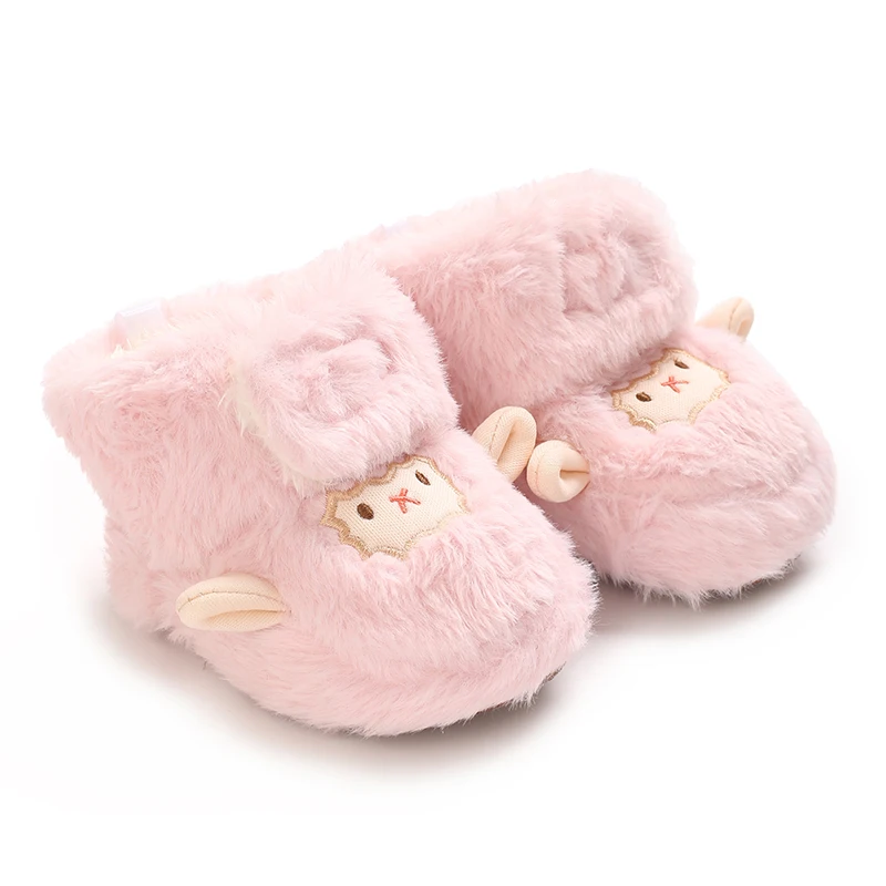Warme Plüsch-Babyschuhe für den Winter, Mädchen-Fußbekleidung mit niedlichem Cartoon-Design, bequeme weiche Sohlen für Neugeborene von 0-18 Monaten. – Detail 3