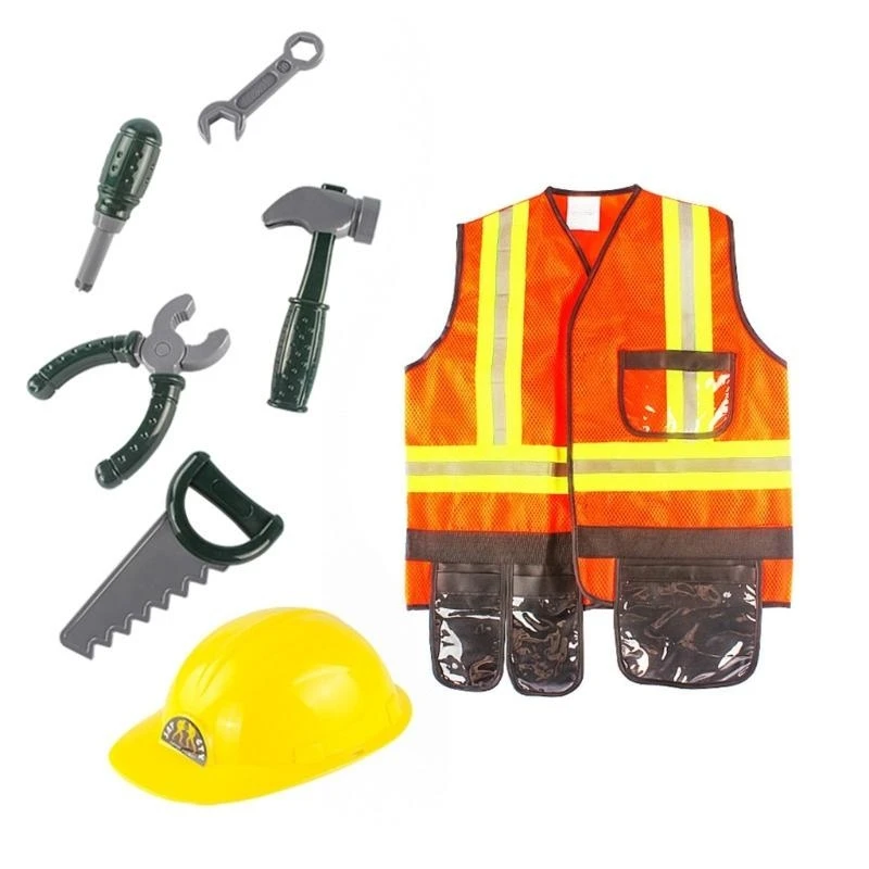 R1WE bouwvakker kostuum alsof rollenspel aankleden speelgoedbouwer carrière outfit