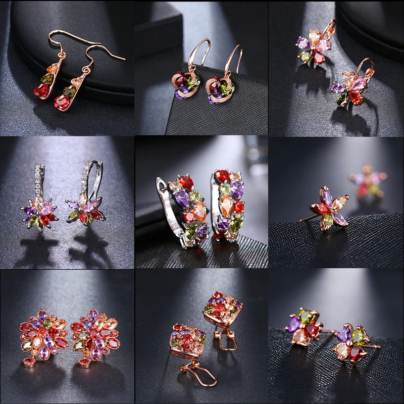 SUGO 2022 Summer New Trend Classic Retro Rose Gold Color Cubic Zirconia Earrings for Charming Women Dinner Jewelry Accessories