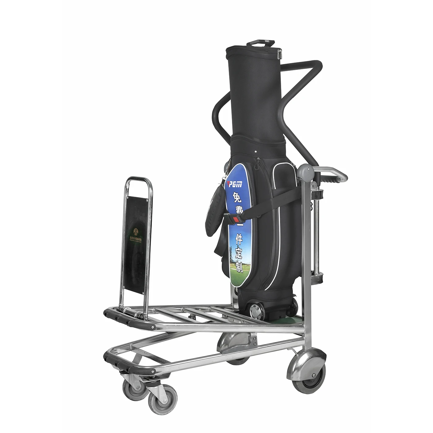 

A Multi-functional Stainless Steel Trolley With Golf Club Storage