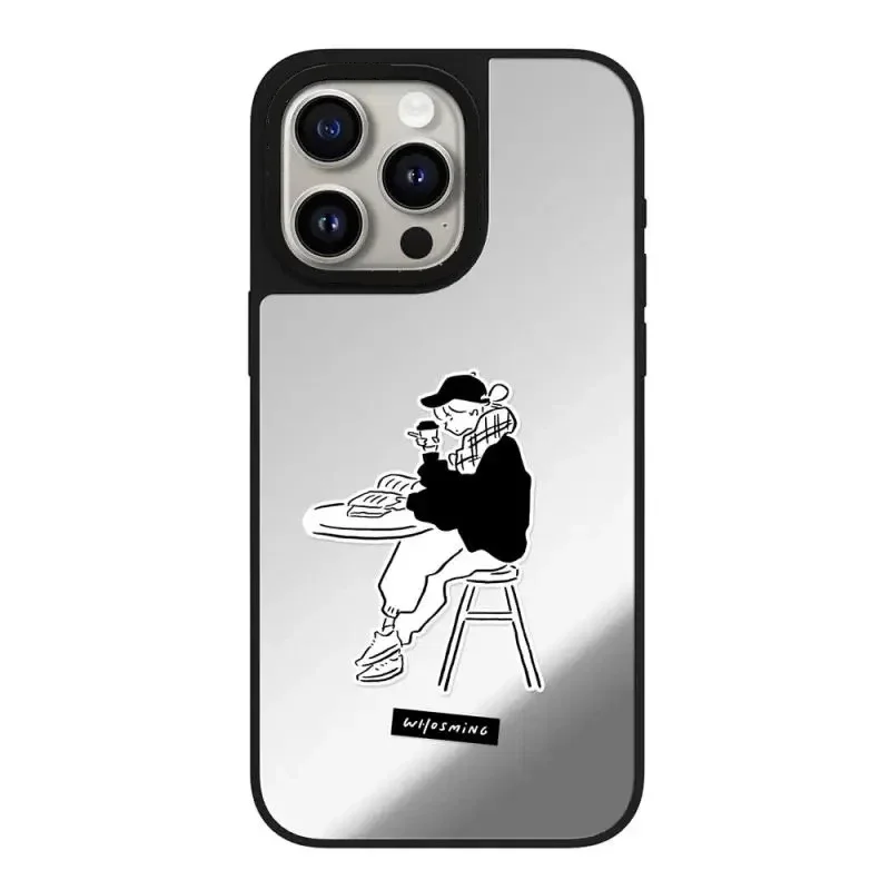 Funda de teléfono magnética con espejo de Graffiti de moda personalizada, funda para IPhone 12, 13, 14, 15, 16 Pro Max, 16 Pro Max