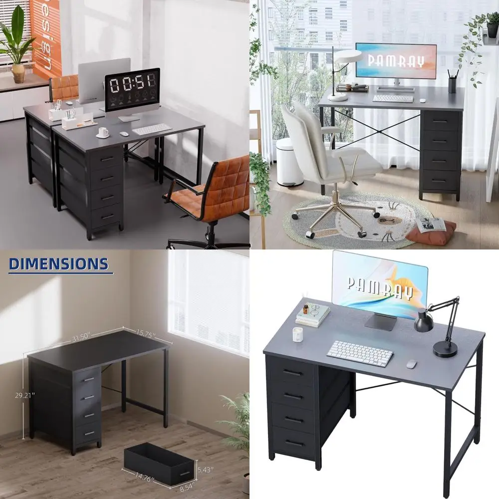 

32 Grey Compact Computer Desk for Home Office, Bedroom Study, or Writing