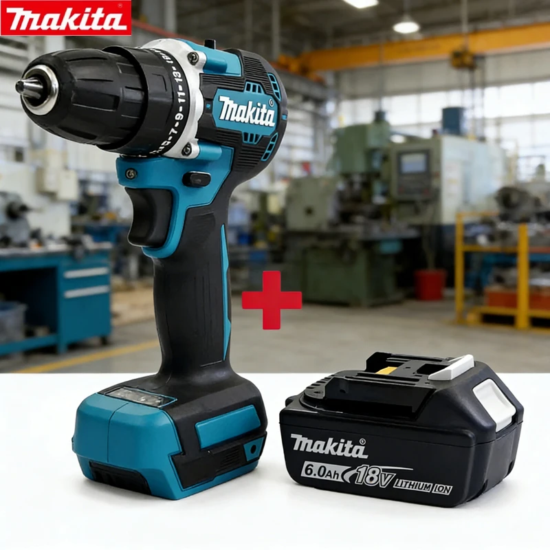 Makita DDF485+6.0Ah Compact Cordless Brushless Drill Multi-function Screwdriver Impact Rechargeable Tool 18V Li-ion Battery