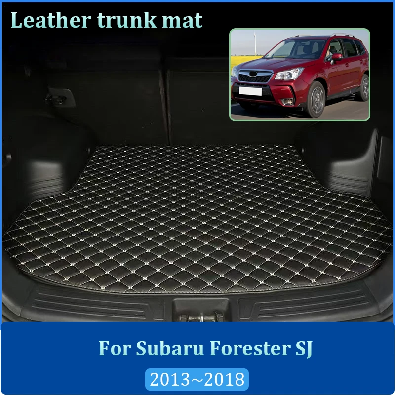 Leather Car Trunk Mat For Subaru Forester SJ MK4 2013-2018 Easy Clean Anti Dirty Pad Floor Tray Liner Interior Auto Accessories