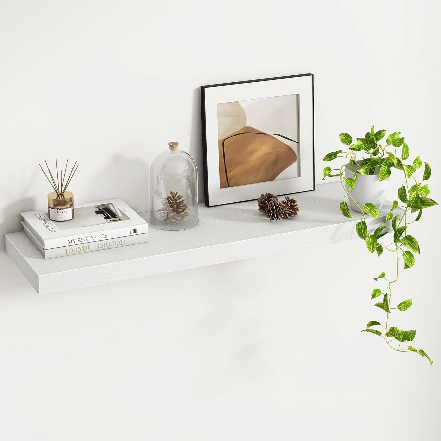 

Полки-подвески 36 дюймов - деревянные настенные полки в деревенском стиле с невидимыми кронштейнами, очень глубокие и толстые, для гостиной, белые