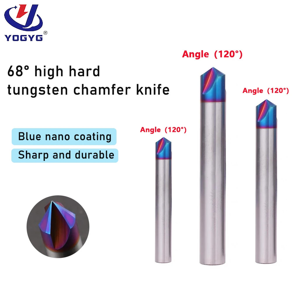 

HRC68 Carbide Chamfer Milling Cutter120 Degree 4 6 8 10mm 12mm Cutter Coated 3 Flutes Deburr End Mill Engraving Chamfer To Steel