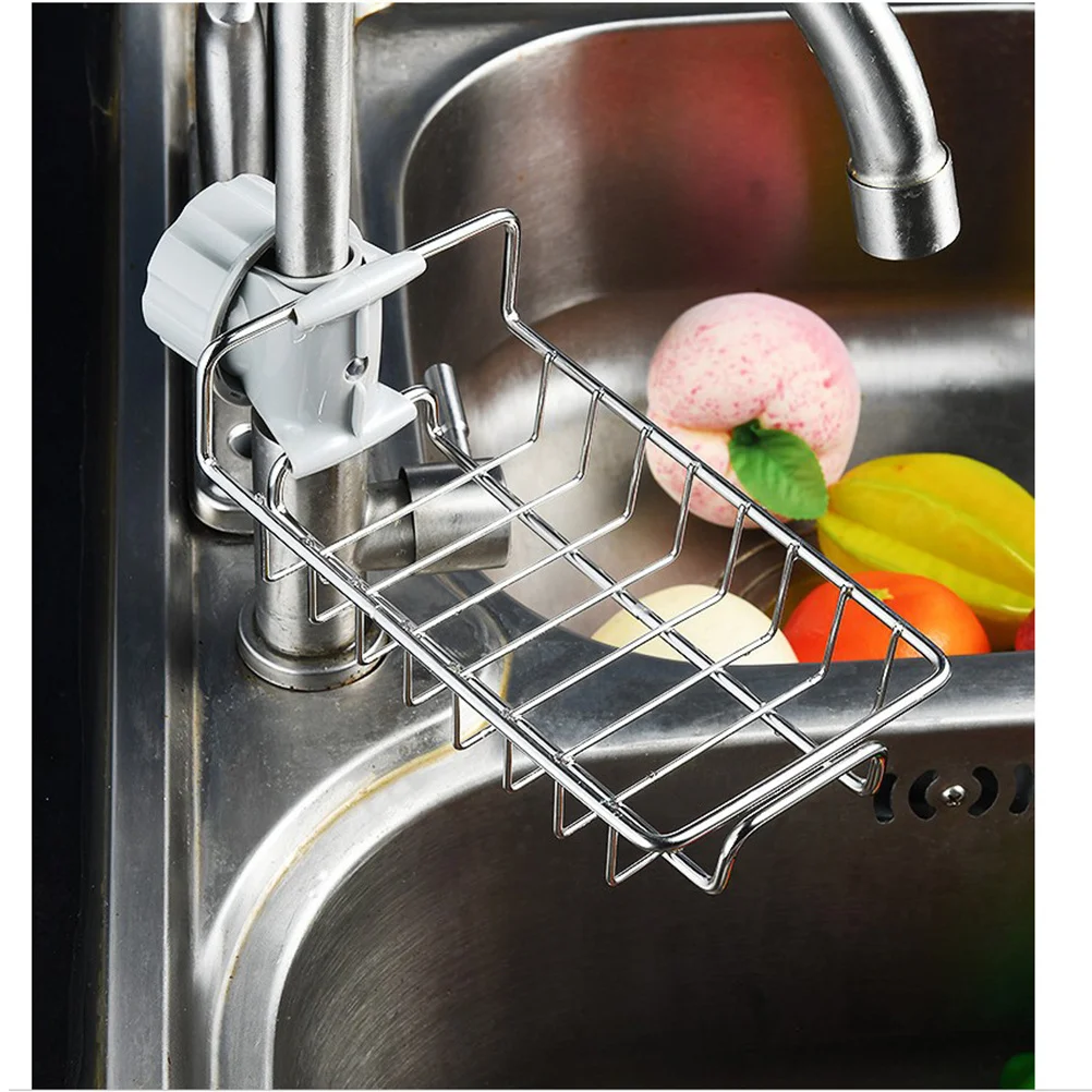 

1Pcs Stainless Steel Sink Caddy Organizer Dishwashing Drainer Shelf Sponge Storage Rack Mounted Faucet No Punch Easy