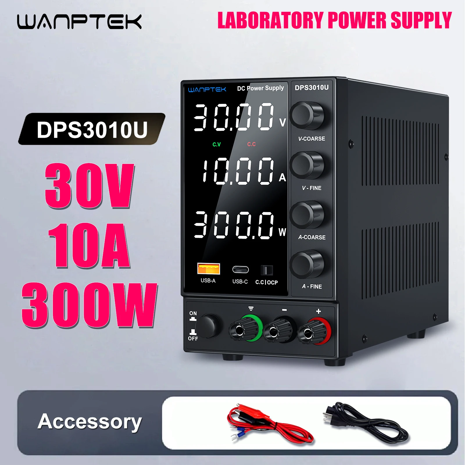 

Wanptek Laboratory Power Supply 30V 10A 60V 5A 120V 3A Adjustable Voltage Current Voltage Regulator DC Power Supply