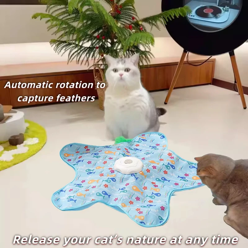 Jouet interactif pour chat avec cache-cache et plateau tournant automatique, bâton de chatouillage, jeu pour animaux de compagnie, le favori de Mimi