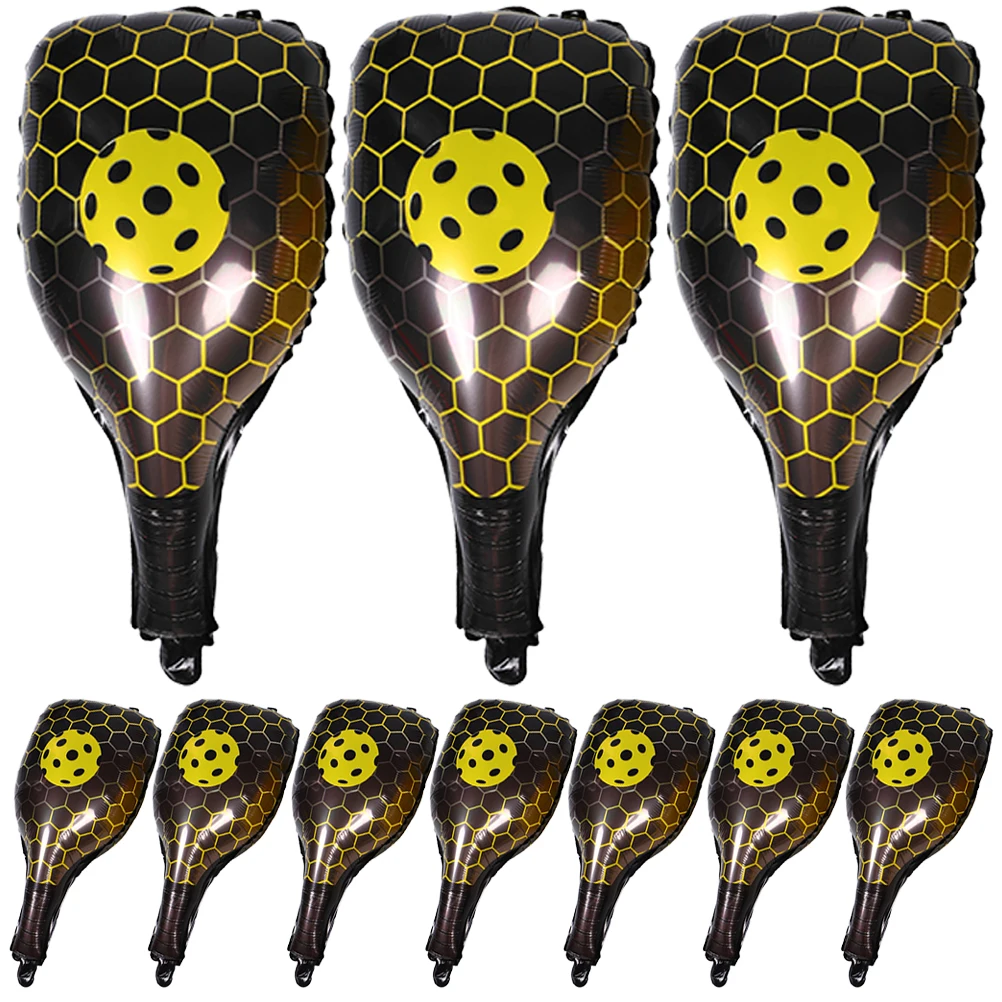 

10Pcs Pickle Paddle Balloons Aluminum Foil Quick Inflate Durable Sports Themed Birthday Party Decorations Yellow