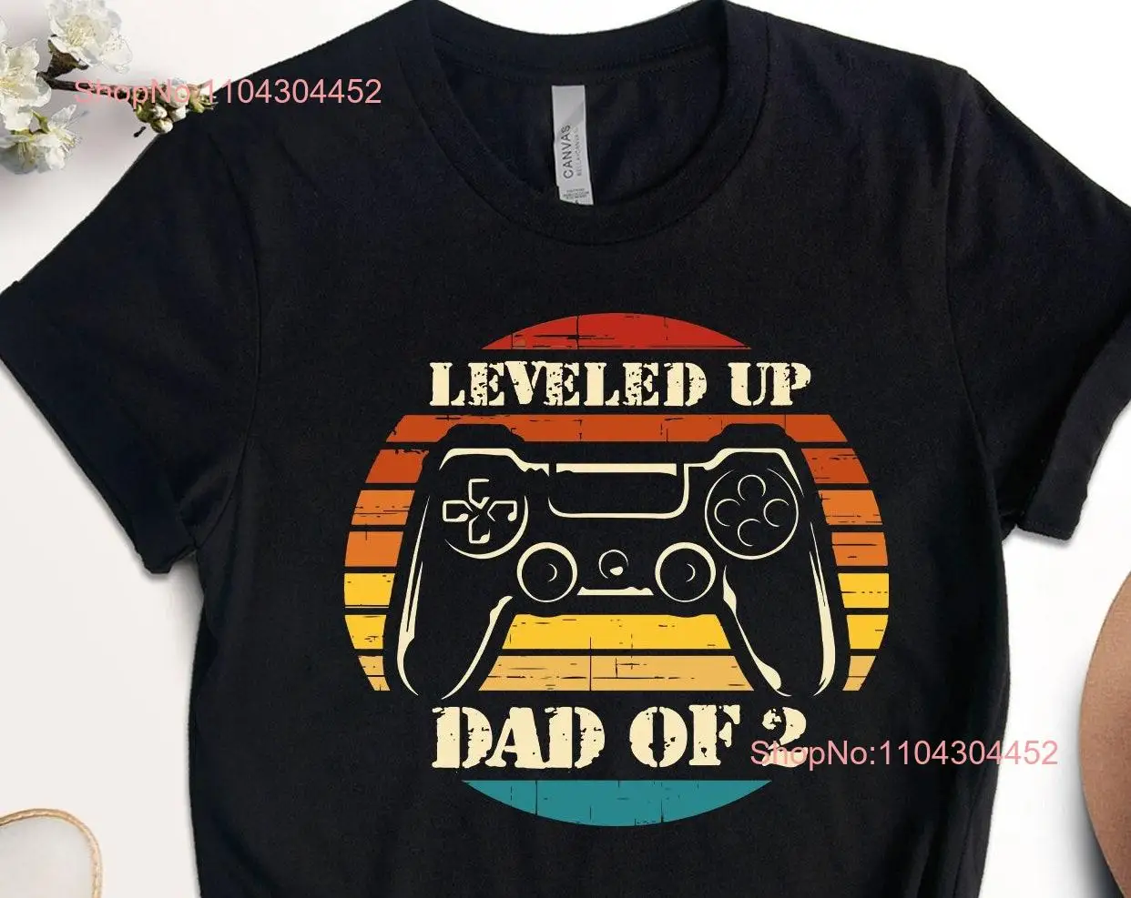 Leveled Up to Dad Of Player 2 T Shirt Gamer New Father's Day For Husband Funny Birthday long or short sleeves