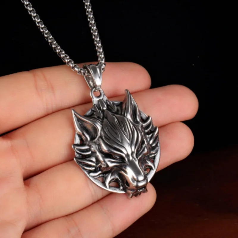 Wolf Head Personality Dominant Necklace Punk Men's Trendy Wolf Totem Pendant Street Fashion Accessories